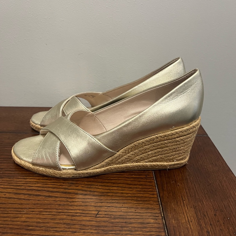 Jack Rogers Palmer cross cross gold wedge sandal NEW 7